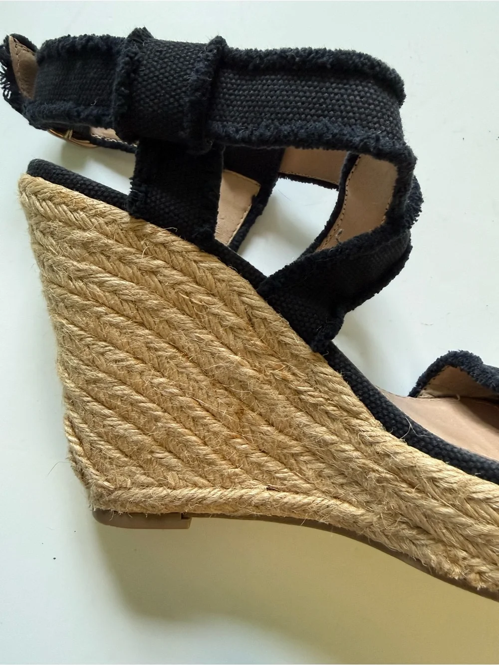 Steve Madden Fraid Black Espadrille Wedge Sandals Sz 10